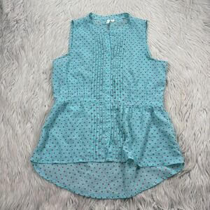 Frenchi Women's S Heart Print Sheer Peplum Blouse Top Coquette Kawaii Soft Girl